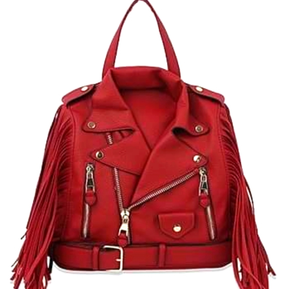 FABULOUS VEGAN LEATHER MOTORCYCLE One BACK PACK/HANDBAG Left